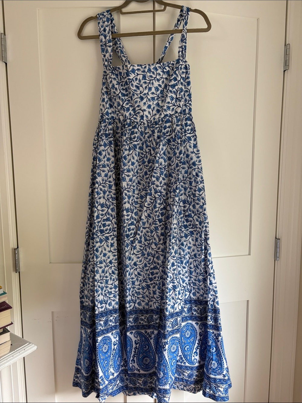 J. Crew Blue and White Floral Maxi Sundress